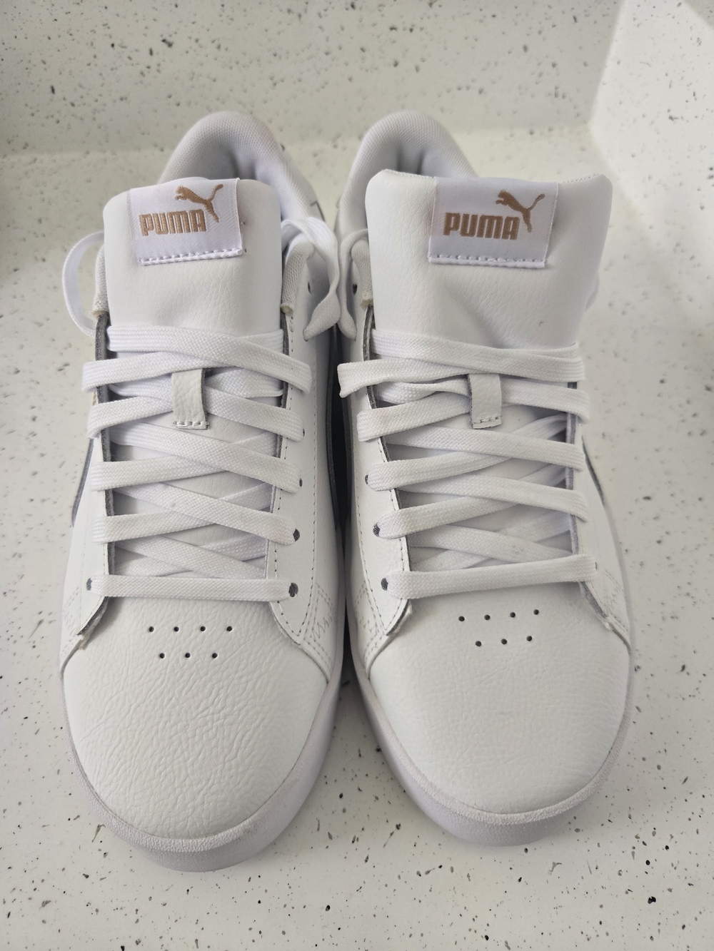 Puma White Sneakers with Rose Gold Puma Accent